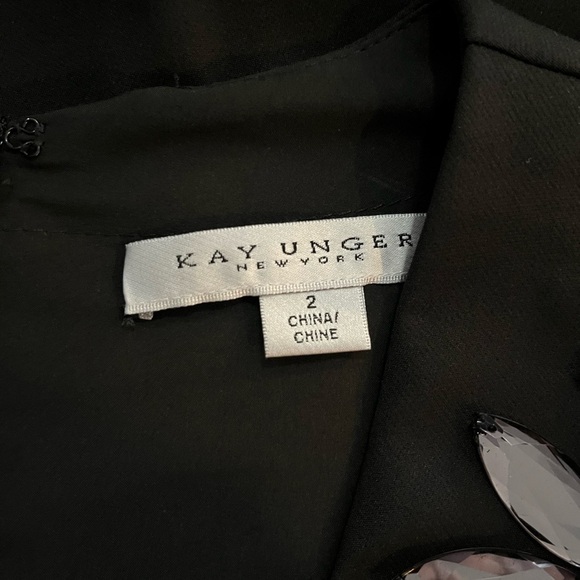 Kay Unger Margherita Stretch Crepe Walk Thru Jumpsuit Art Deco Beading - Picture 10 of 12